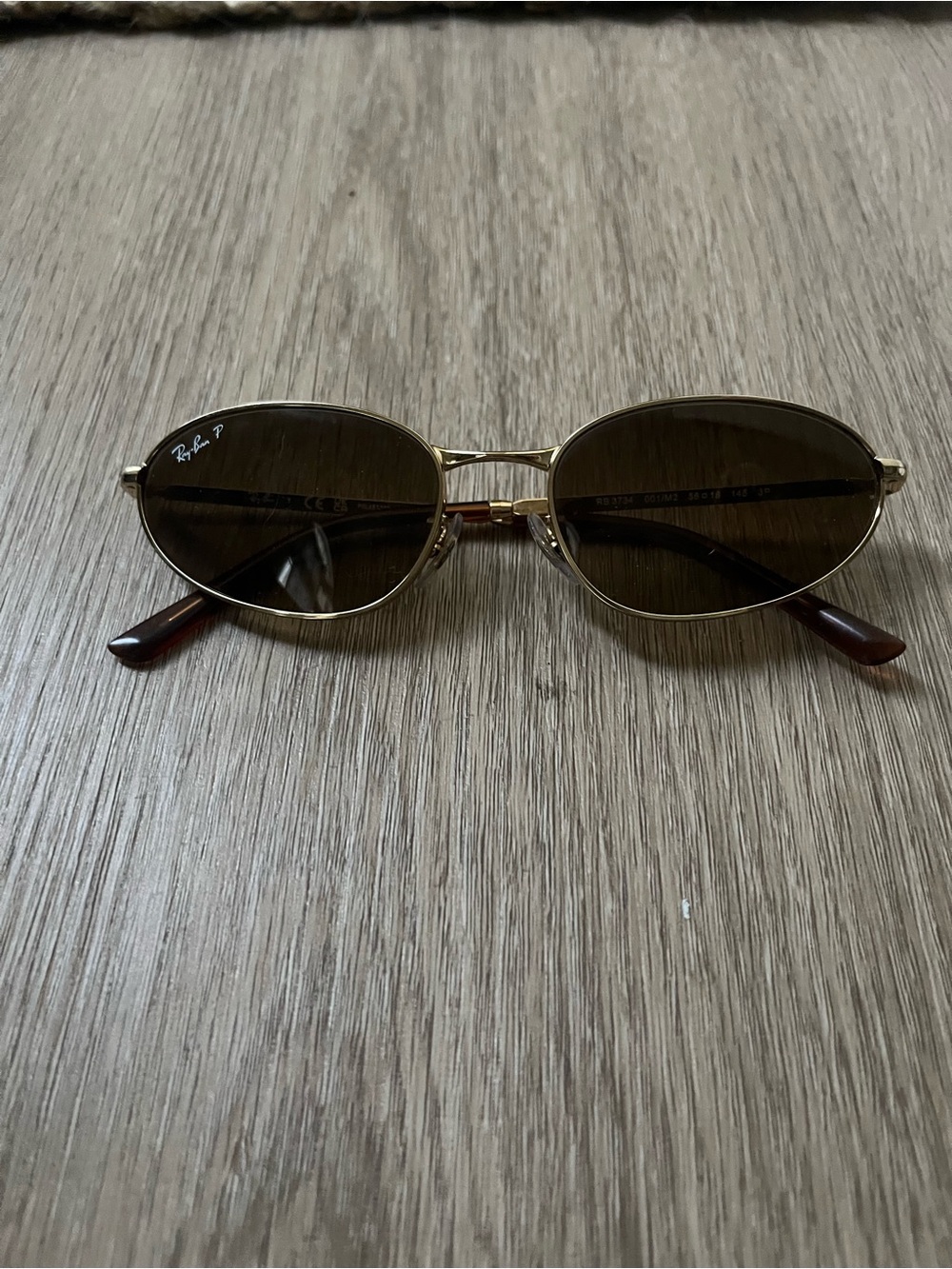 Ray-Ban Gold Frame Sunglasses with Brown Lenses